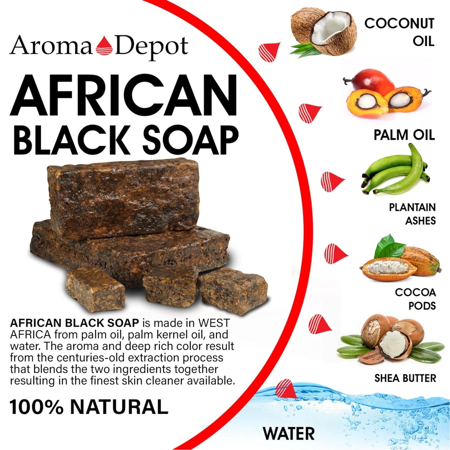 Raw African Black Soap 8Oz 100% Raw Natural Soap for Acne, Eczema, Psoriasis, Scar Removal Face and Body Wash. Handmade