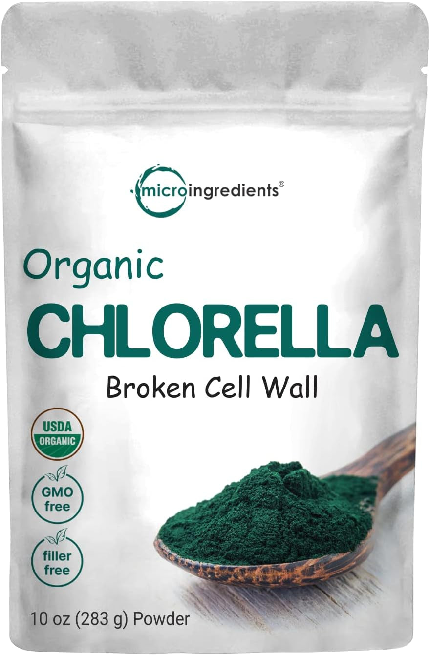 Organic Chlorella Spirulina Tablets, 3000Mg per Serving, 720 Counts, 4 Months Supply, 50/50 Blend Superfood, No Filler, No Additives, Cracked Cell Wall, Rich in Vegan Protein & Chlorophyll