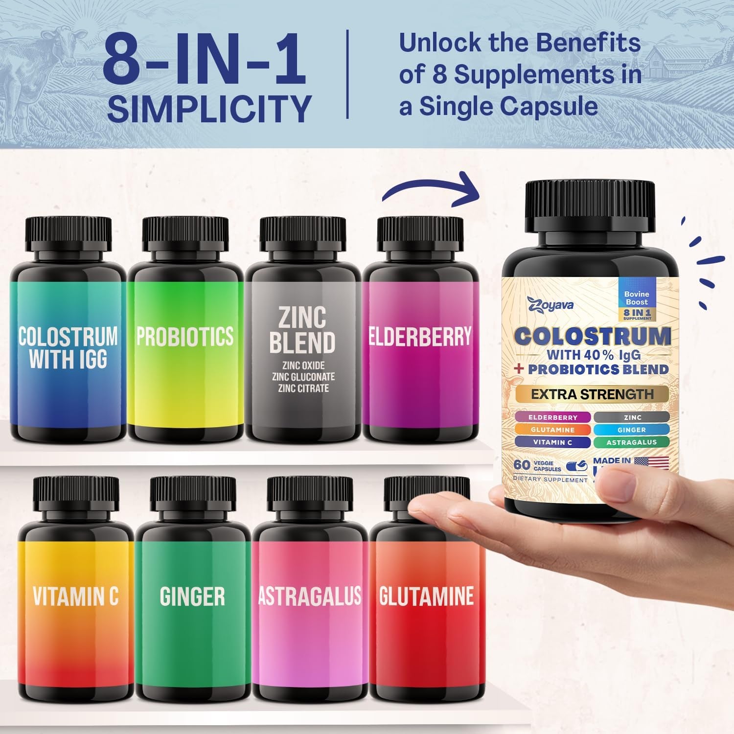 Shilajit 8-In-1 and Colostrum 8-In-1 Supplement Bundle