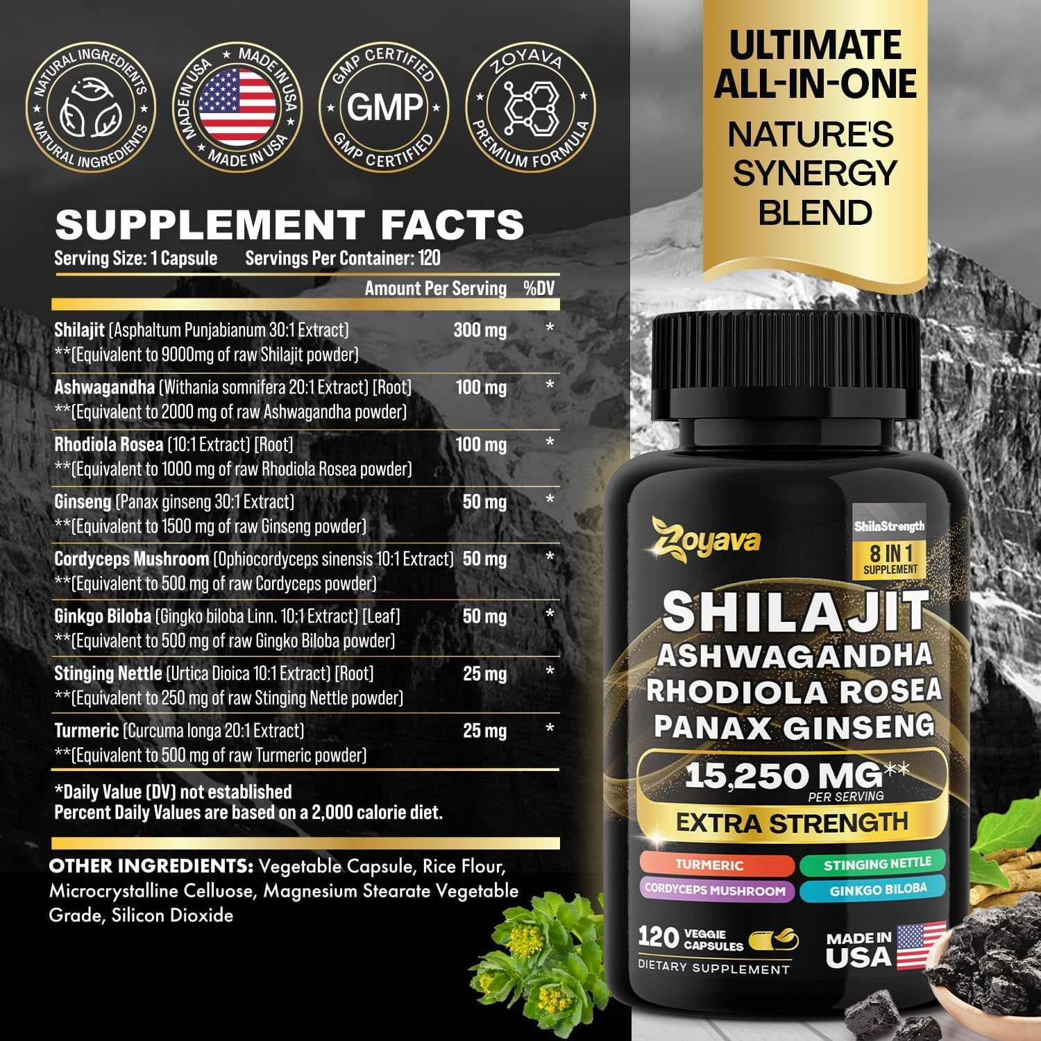 Shilajit 8-In-1 Supplement and Saffron 6-In-1 Supplement Bundle