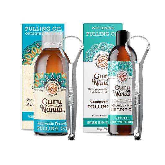 Original Oil Pulling Oil & Whitening Pulling Oil, Blend of Coconut & Pure Peppermint Oil - Ayurvedic, Alcohol & Fluoride Free, Vegan, Natural Mouthwash for Teeth Whitening & Fresh Breath