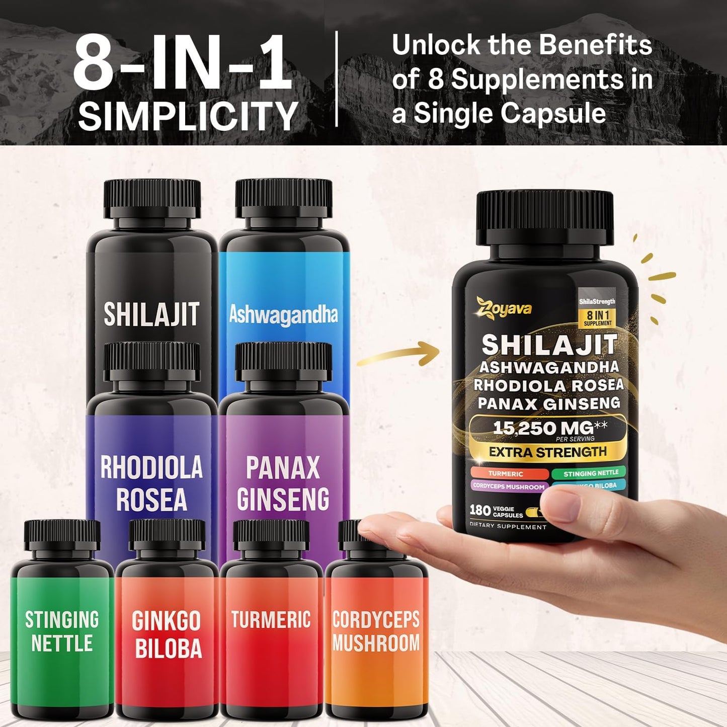 Shilajit 8-In-1 Supplement and Saffron 6-In-1 Supplement Bundle