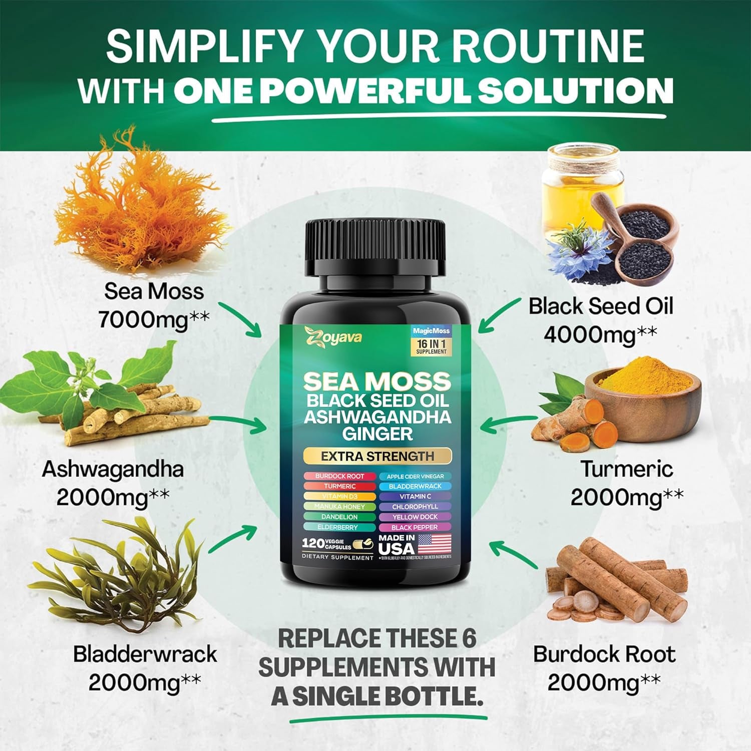 Sea Moss 16-In-1 and Collagen 14-In-1 Supplement Bundle