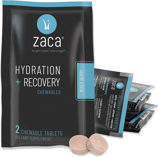 Recovery Chewable Supplement | Hydration + Recovery | Party, Travel, Exercise & Altitude | Sugar Free & Gluten Free | Mixed Berry, 6 Packs = 12 Tablets