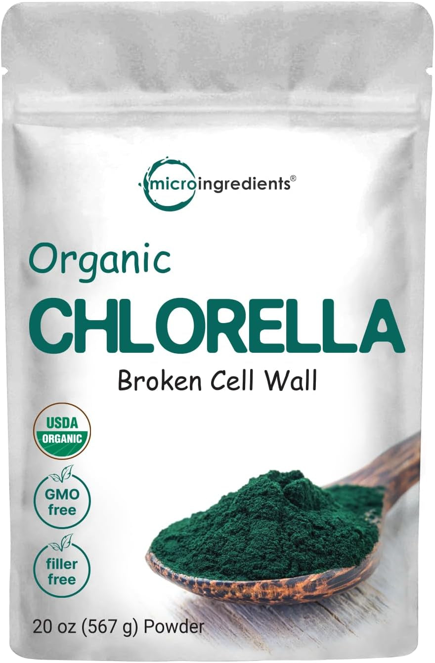 Organic Chlorella Spirulina Tablets, 3000Mg per Serving, 720 Counts, 4 Months Supply, 50/50 Blend Superfood, No Filler, No Additives, Cracked Cell Wall, Rich in Vegan Protein & Chlorophyll