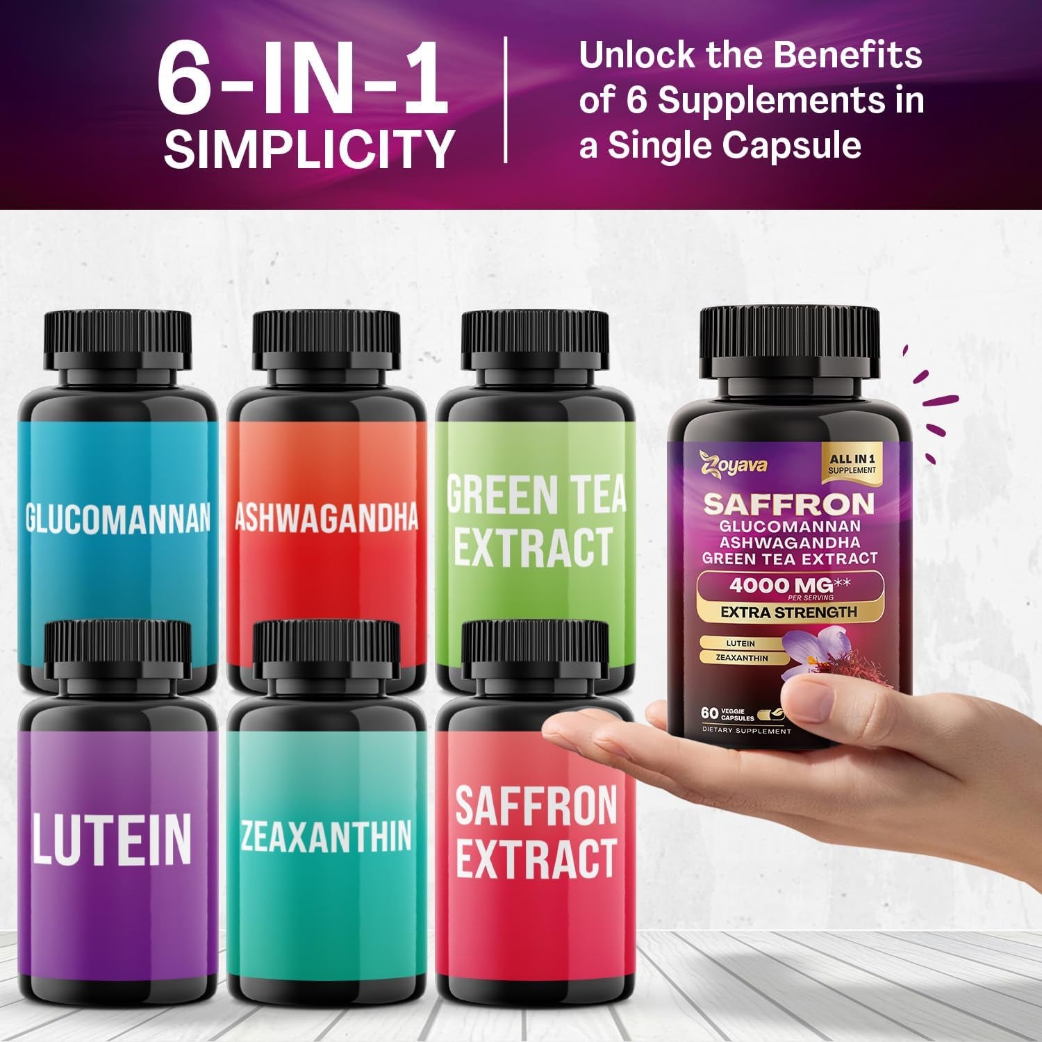 Sea Moss 16-In-1 (180 Caps) and Saffron 6-In-1 (60 Caps) - Wellness Synergy Bundle
