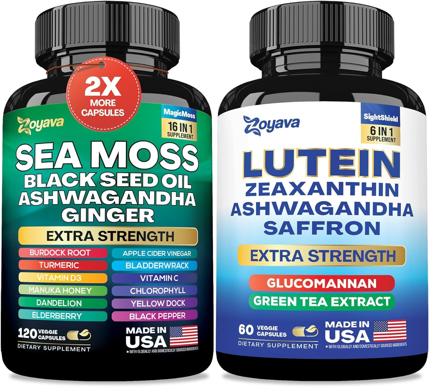 Sea Moss 16-In-1 and Lutein 6-In-1 Supplement Bundle