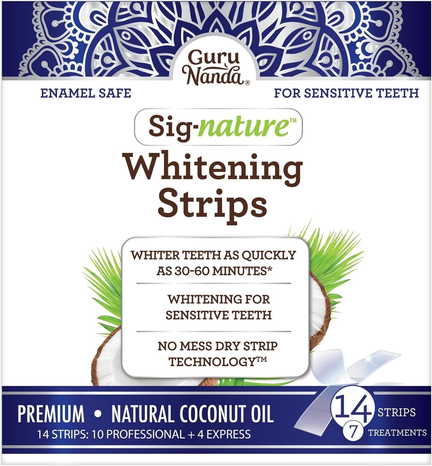 Oral Kit Containing- Coconut & Peppermint Oil Pulling, Teeth Whitening Strips- 7 Treatments with 14 Strips & Concentrated Mouthwash(2 Fl Oz)