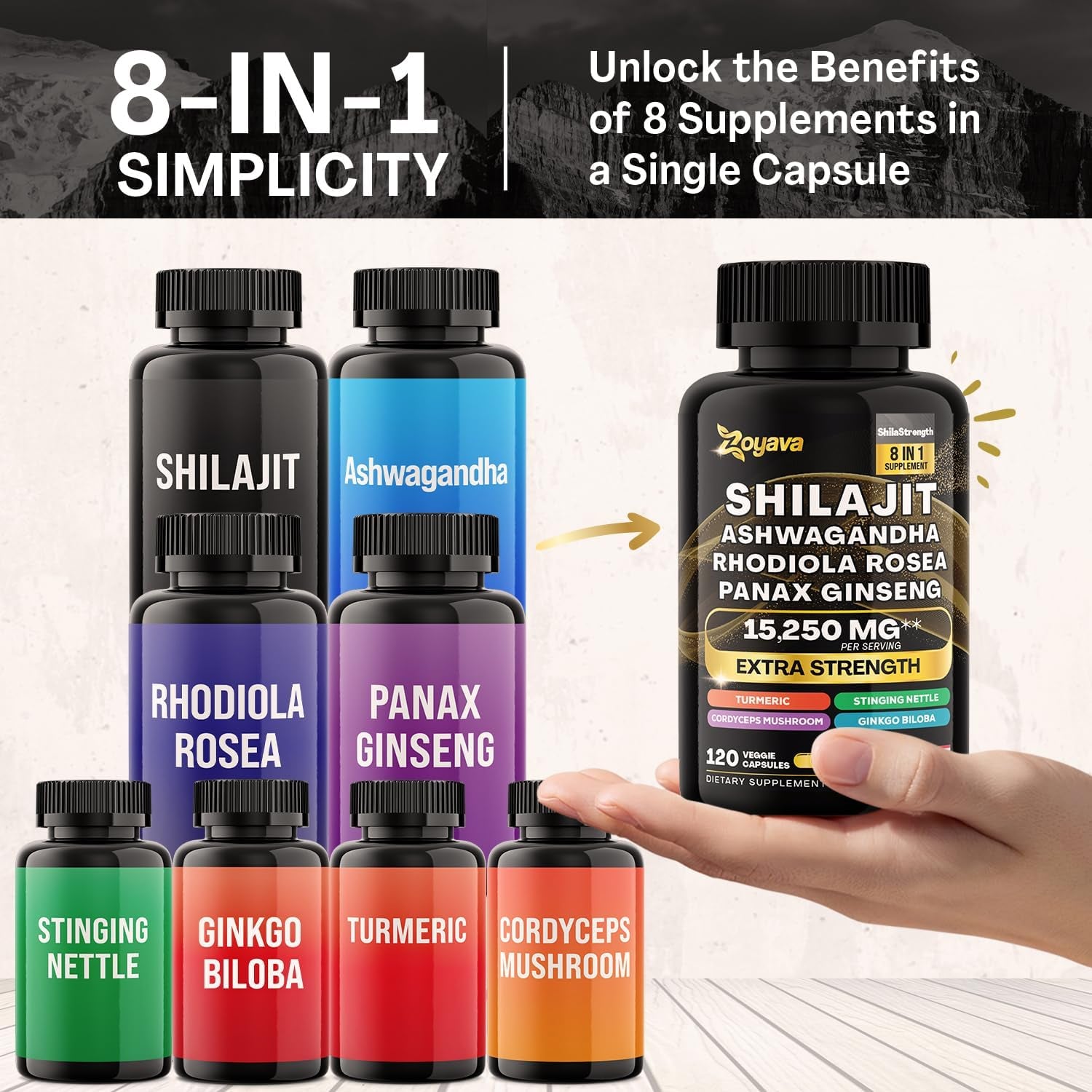 Shilajit 8-In-1 Supplement and Collagen 14-In-1 Supplement Bundle