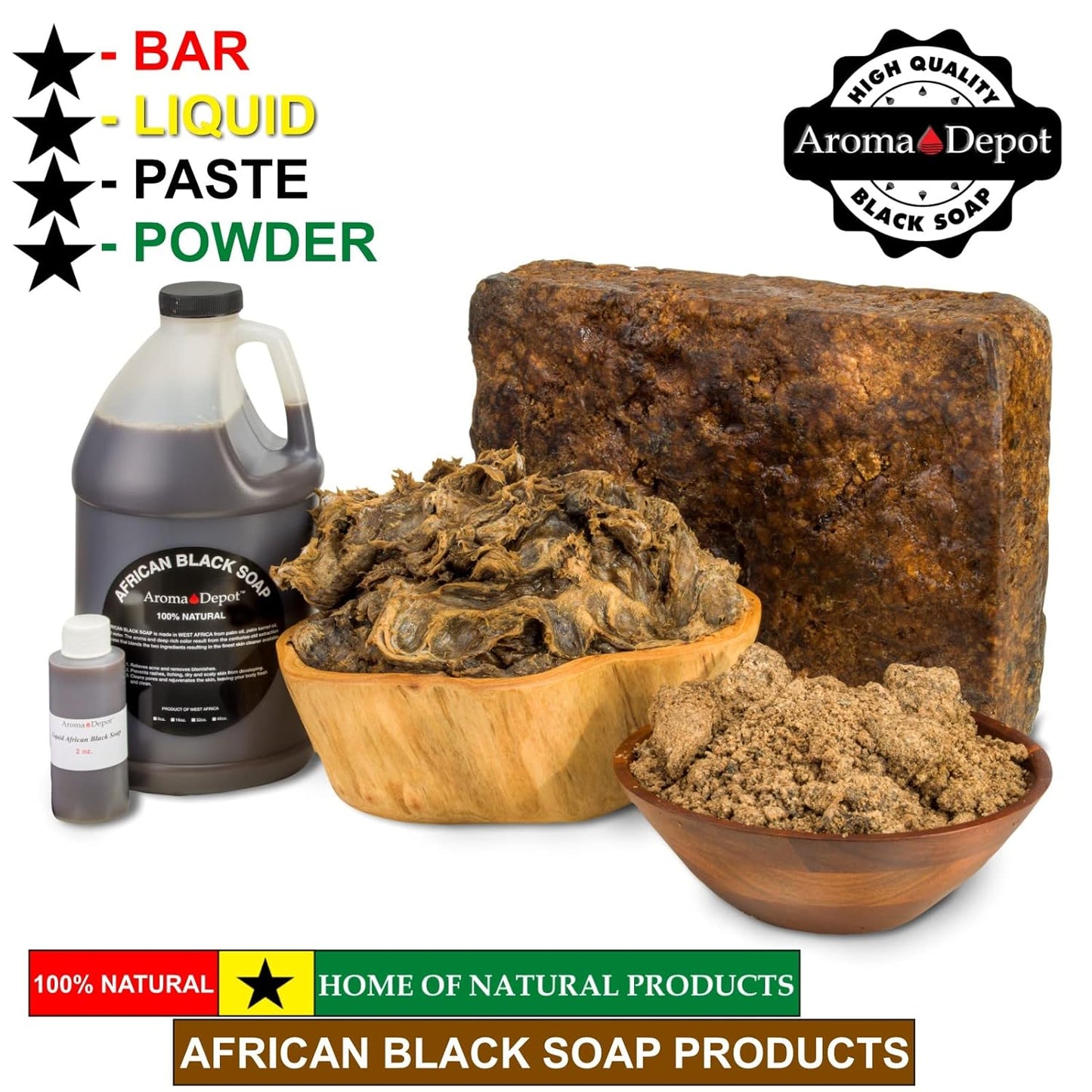 Raw African Black Soap 8Oz 100% Raw Natural Soap for Acne, Eczema, Psoriasis, Scar Removal Face and Body Wash. Handmade